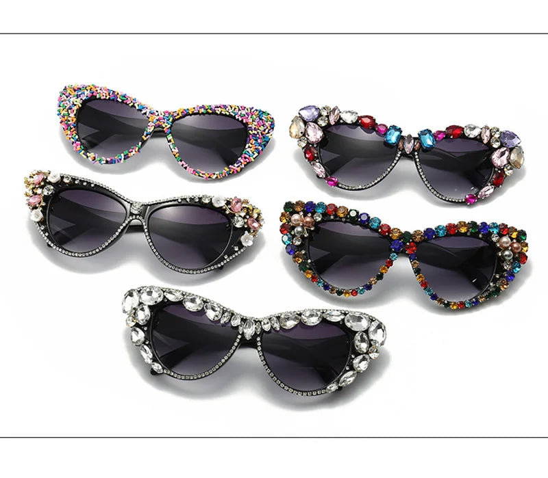 Katy's Crystal Rhinestone Cat Eye Sunglasses Funglasses UV400