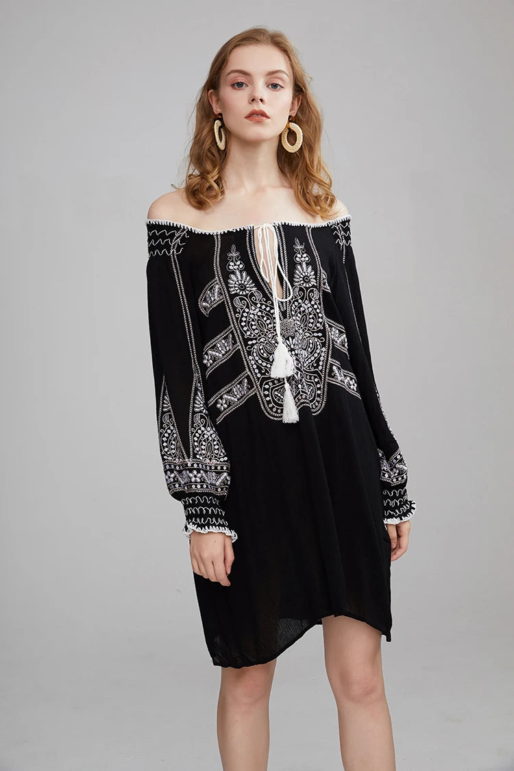 Mirai's Embroidered Boho Dress