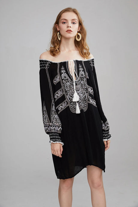 Mirai's Embroidered Boho Dress