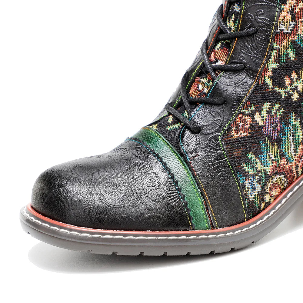 Marlow's Sheepskin Leather Lace Up Knee High Boots