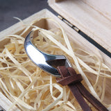 Viking Wolf Fang Stainless Steel Pendant Necklace For Men with Wooden Gift Box