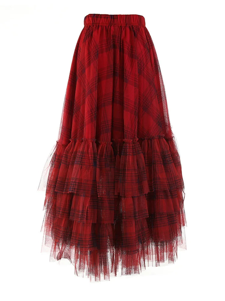 Curious Plaid Ruffle Skirt