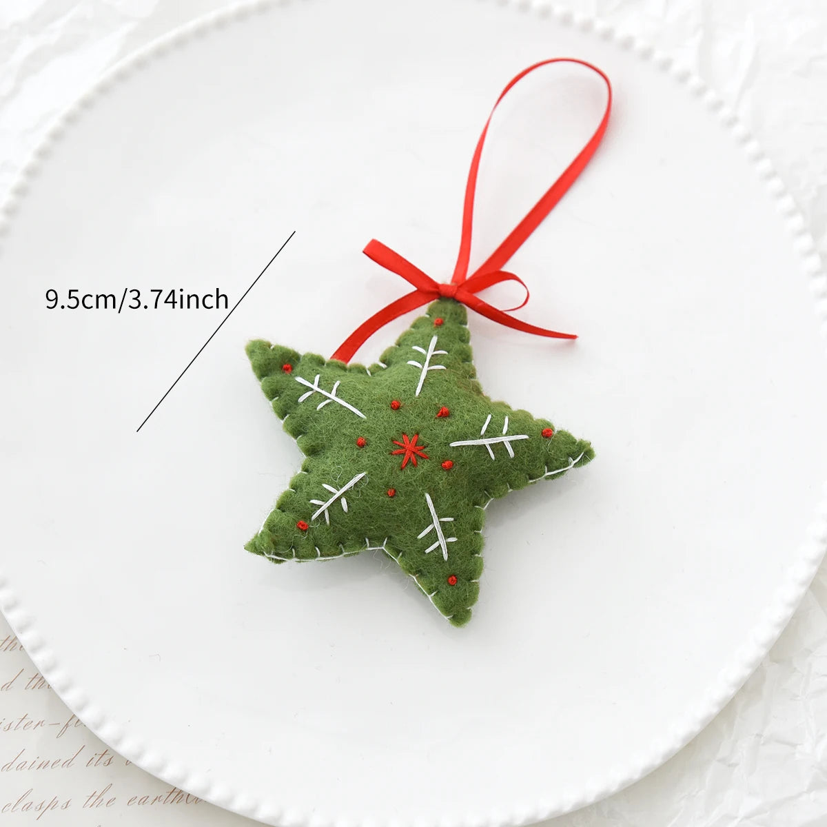 Handmade Embroidered Wool Felt Snowflake Heart Christmas Pendant Xmas Tree Hanging Ornaments