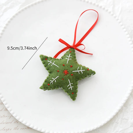 Handmade Embroidered Wool Felt Snowflake Heart Christmas Pendant Xmas Tree Hanging Ornaments