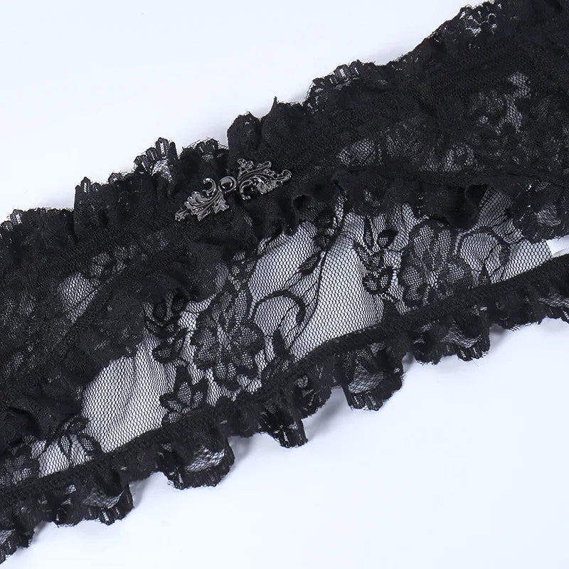 Dark Gothic Lace Long Flare Sleeve Overlay Shrug