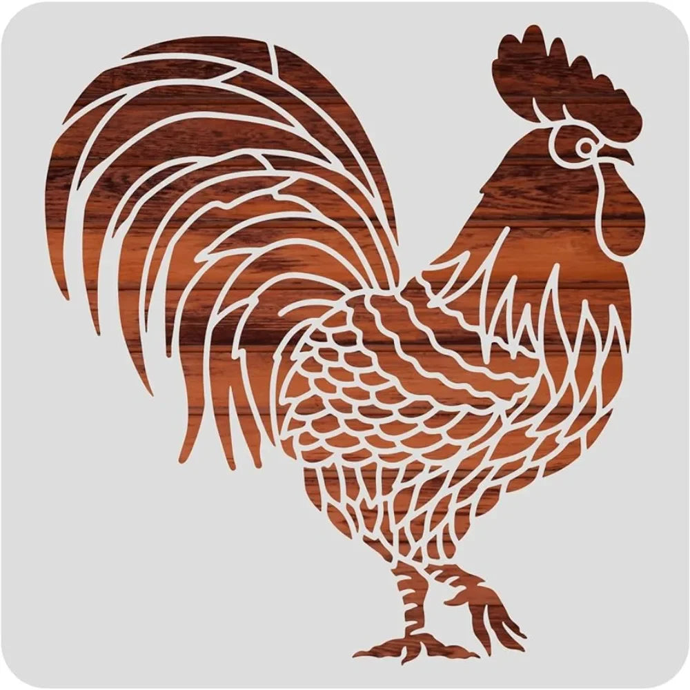 Large Rooster Plastic Painting Stencils 12x12inch