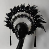 Black Feather Halo Crown Stage Performance Headpiece