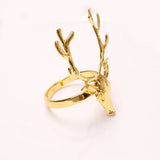 4Pcs Deer Napkin Rings Christmas Elk Head Alloy Xmas Reindeer Dining Table Decor