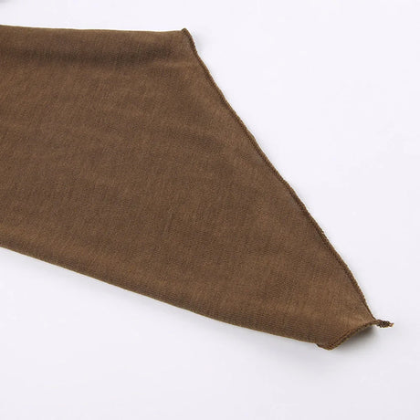 Y2k Chocolate Brown Flare Sleeve Top Matching Grunge Skirt