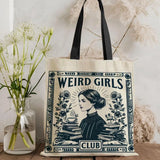 W-Weird G-Girls Club Storage Bags Double-Sided Print Canvas Tote Bag Large Capacity Shopping Bag
