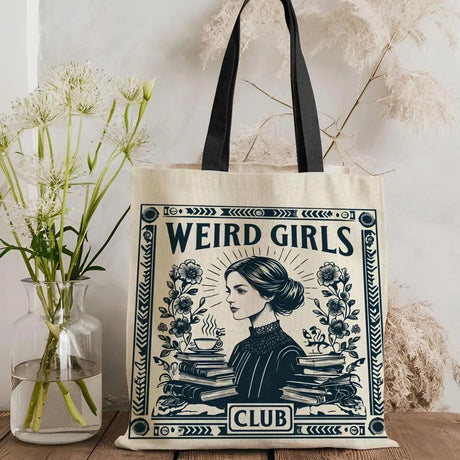 W-Weird G-Girls Club Storage Bags Double-Sided Print Canvas Tote Bag Large Capacity Shopping Bag