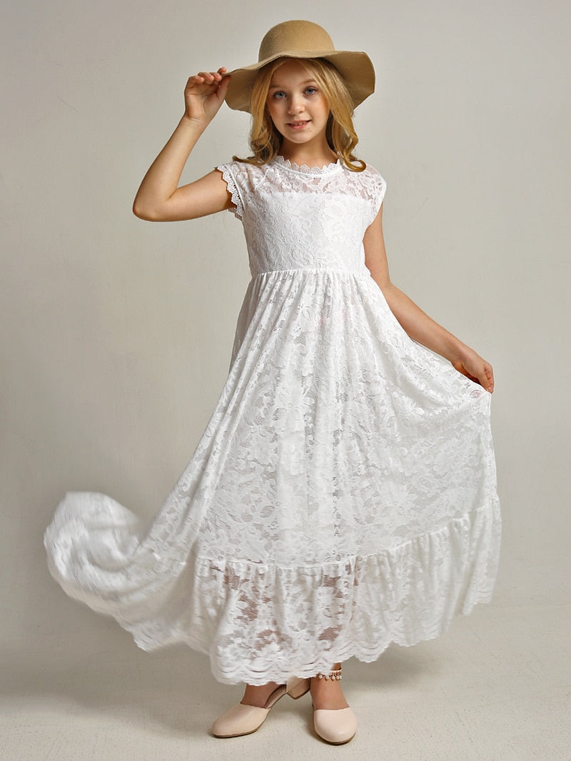 Girls Lace Bohemian Long Photoshoot Dresses