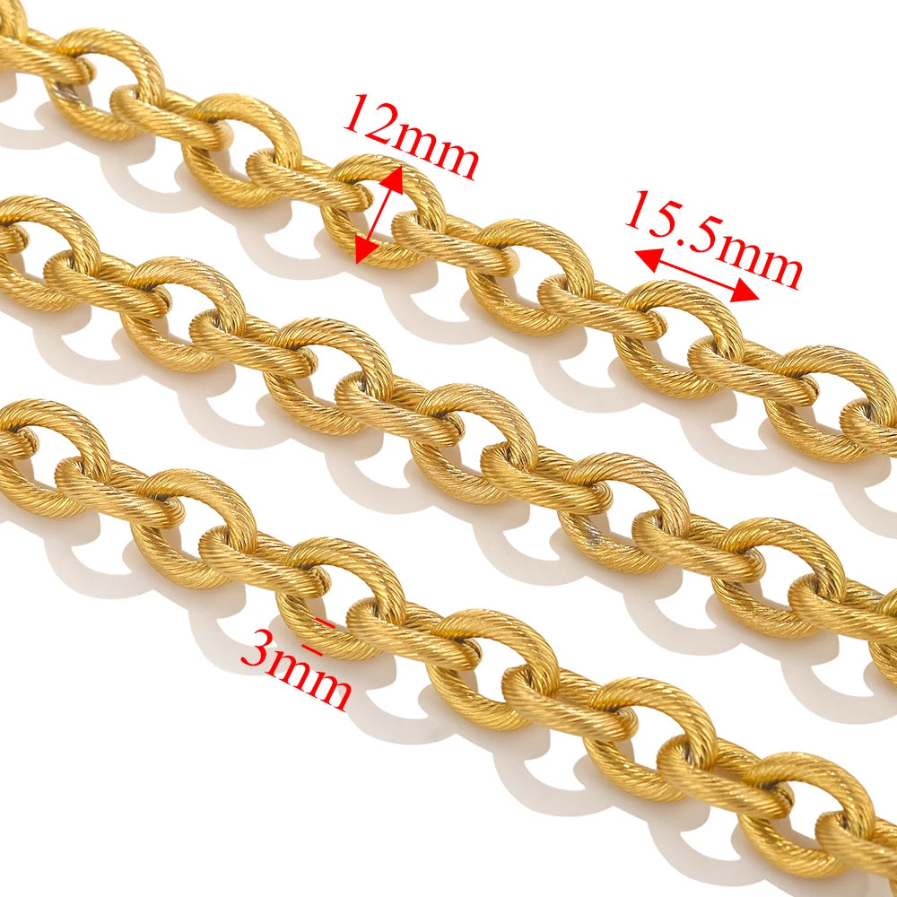 1meter PVD Gold Plated Stainless Steel Thick Large Heavy Chains Necklace Bracelet DIY Jewellery Making Finding
