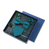 Men's 8pcs Tie Set Wedding Cravat Silk Bowtie Pocket Square Cufflinks Brooch Box Set Gifts For Men