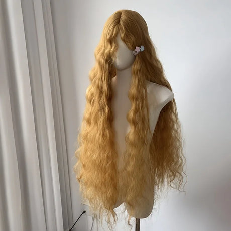 One Meter Long Golden Wool Synthetic Wig Fluffy Long Curly Hair Wig