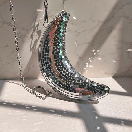 Hanging Moon Disco Mirror Ball Mirror Ornament Decor
