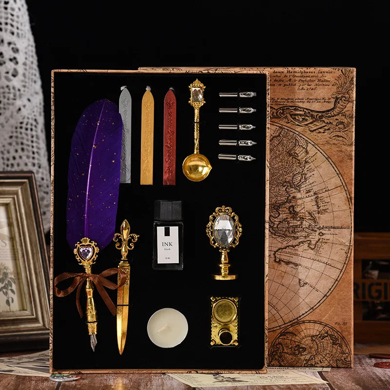 Wizard's Gift Calligraphy Feather Dip Pen Writing Set