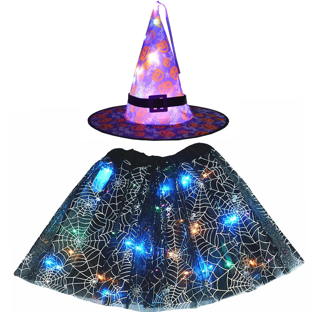 LED Witch Stars Tutu Skirt Glow Party Costumes Halloween