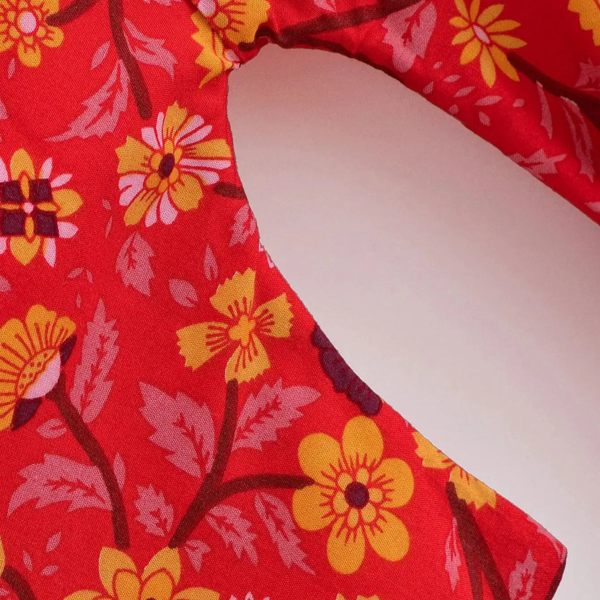 Red Flower Boho Cover Up Kimono