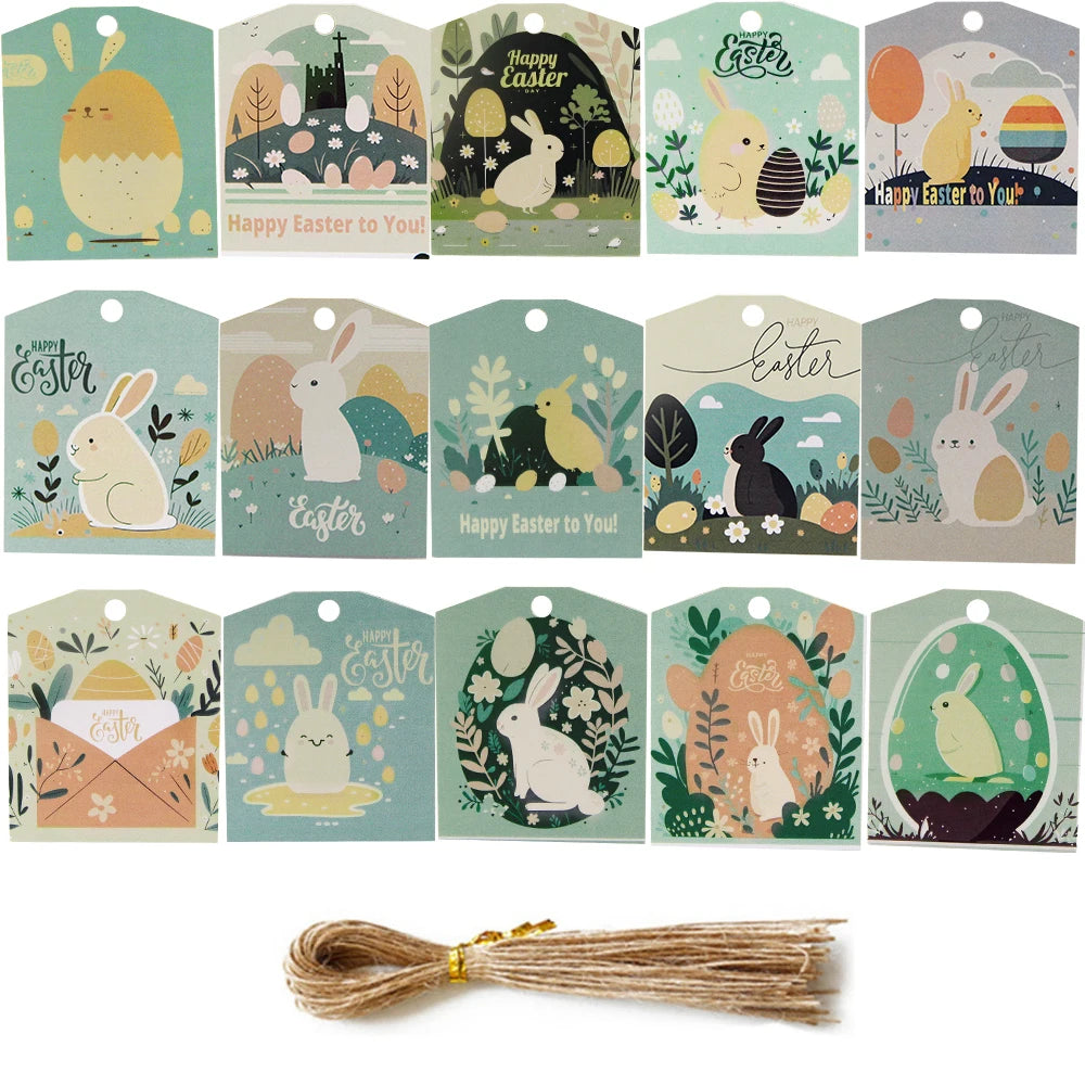 45pcs/lot Easter Bunny Hanging Tags DIY Gifts Wrapping