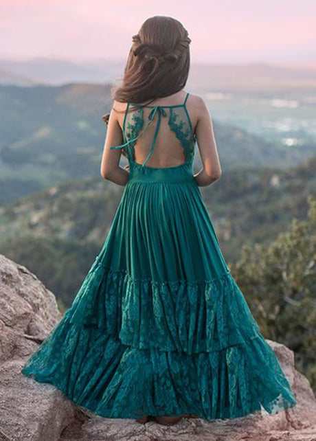 Girls Maxi Lace Chiffon Photoshoot Dresses For 3-15 Years