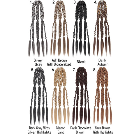 Viking Mohawk Cornrow Braided Mullet Wig Synthetic Thick 5 Braids with Metal Rings for Cosplay