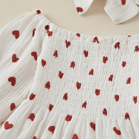 Valentines Day Easter St Patricks Christmas Baby Girls Heart Print Romper with Headband