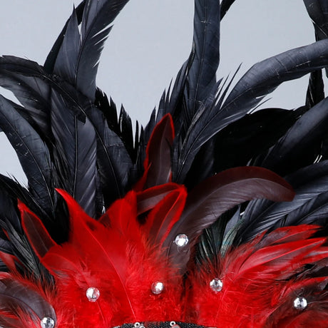 Gothic Punk Rock Skull Spider Mohawk Headband with Rhinestones Halloween Feathered Costume