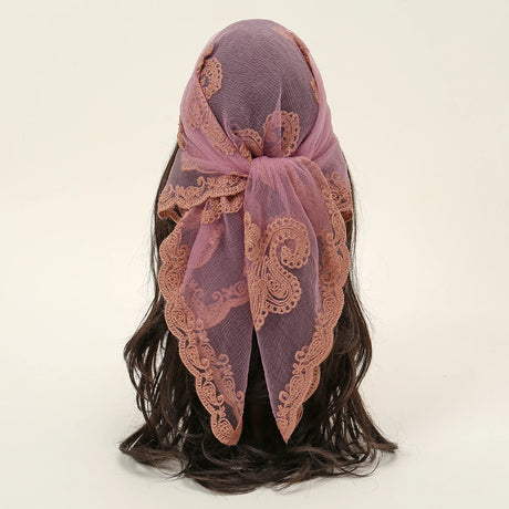 Lace Paisley Embroidered Square Bandana Scarf 23 Colours
