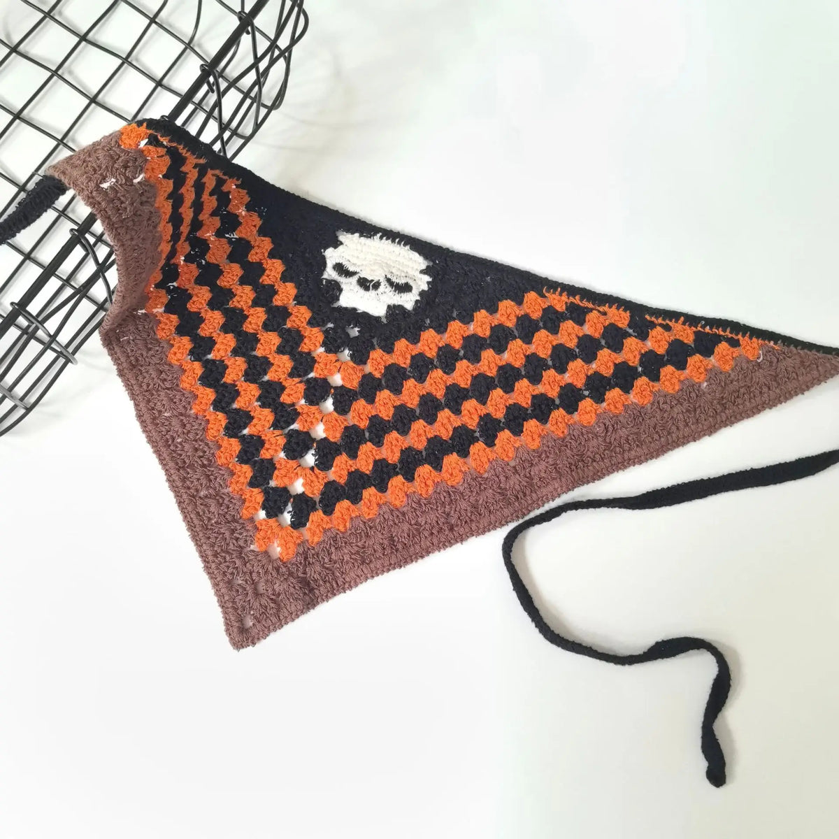 Skulls Bats Spiderwebs Halloween Crochet Headscarves Knitted Cotton Triangle Scarf