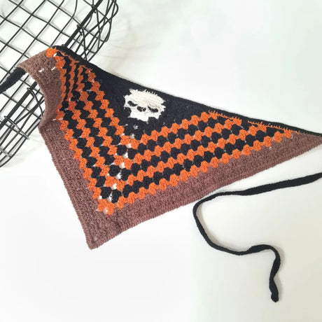 Skulls Bats Spiderwebs Halloween Crochet Headscarves Knitted Cotton Triangle Scarf