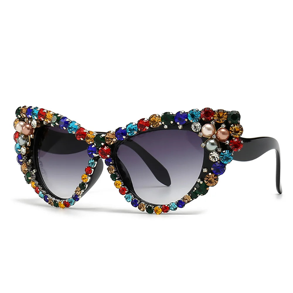 Katy's Crystal Rhinestone Cat Eye Sunglasses Funglasses UV400