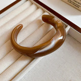 Smooth Round Acrylic Cuff Bangles Vintage Style Jelly Coloyr Smudging Wide Resin Bracelets