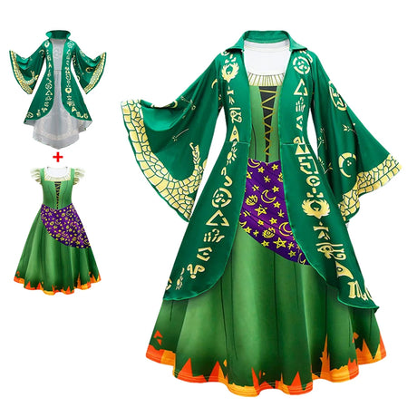 Hocus Pocus 2 Halloween Costume Child Sanderson Sisters Party Dresses Winifred Witch Costumes Children