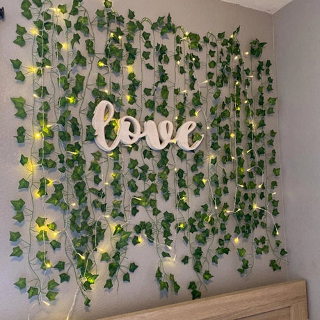 2/5/10M Silk Leaves Fake Creeper Green Leaf Ivy Vine LED String Lights Artificial Plants Decor