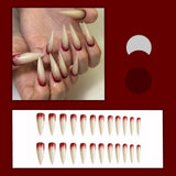 Halloween Blood Stained Bone Long Pointed Claw Press On Nails Acrylic 24pcs