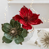 24cm Large Glitter Christmas Flowers Artificial Magnolia Flower Ornament Floral Xmas Tree Decorations