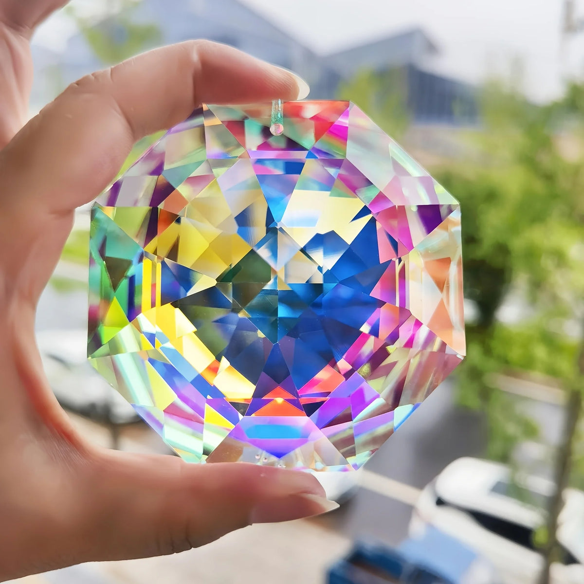 Large Crystal Octagonal Sun Catcher Rainbow Prism 7.5cm
