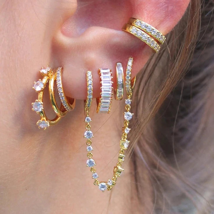 Colourful Zircon Gold Stud Earrings Mix'n'Match