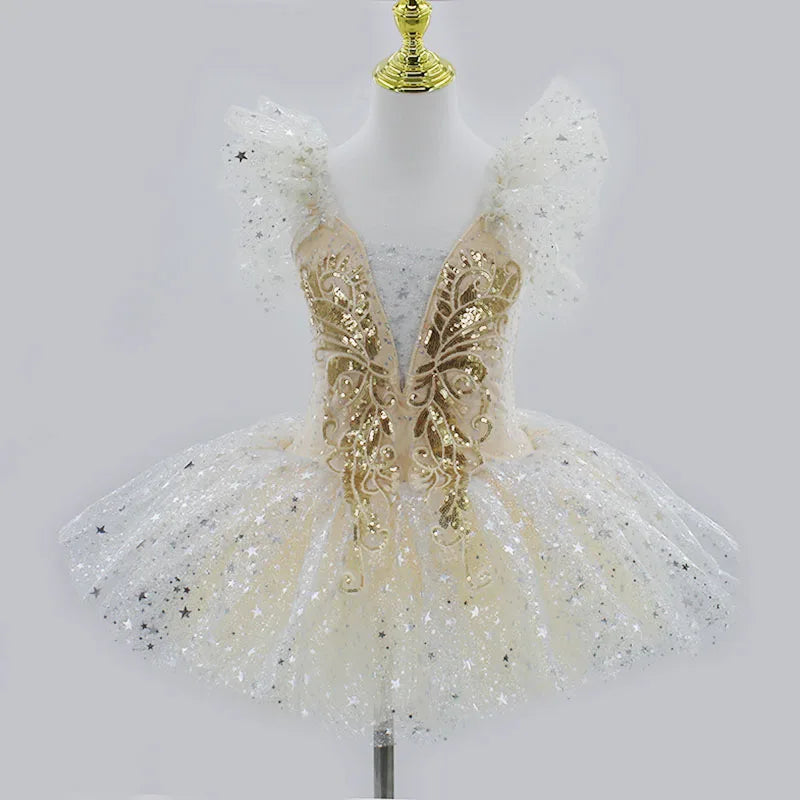 Golden Fae Professional Ballet Dress Contemporary Dance Performance Costumes