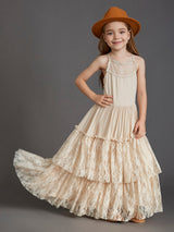 Girls Maxi Lace Chiffon Photoshoot Dresses For 3-15 Years