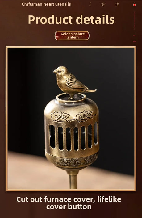 Brass Censer Incense Smoker Holder Bird House Ornaments Home Decor