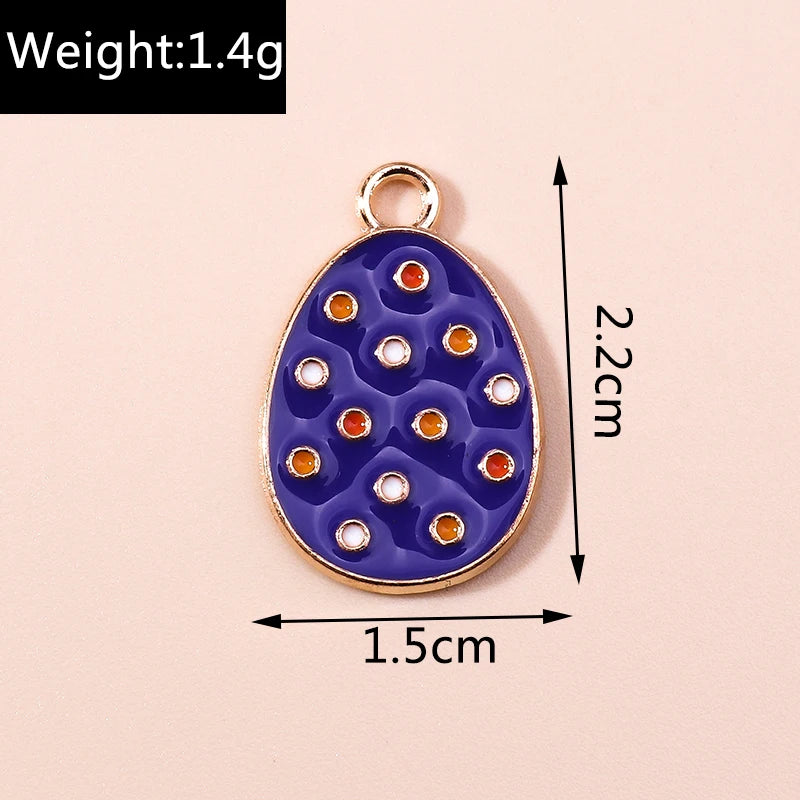Ten Easter Eggs Charms for DIY Jewellery Making Craft