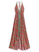 Nahlia's Wild Floral Backless Beach Boho Maxi Dress