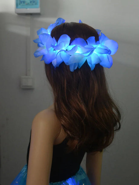 LED Light Up Hawaiian Lei Flower Crown Wreath