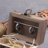 Loop Stainless Steel Huggie Hoop Earrings for Men with Wooden Box