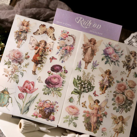 2 Sheet RUB ON Fairy Stickers Junk Journal Craft Transfer Rose Butterfly Stickers DIY Scrapbooking Craft Stickers