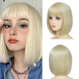 Synthetic Party Wigs Colourful Rainbow Bob with Bangs Hairstyle Halloween Cosplay