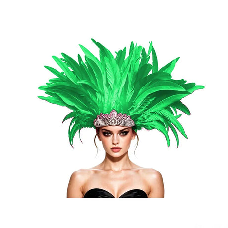 Venetian Carnivale Style Glitter Sequins Feather Crown Costume Headpeice