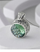 The Abyss Portal Key S925 Sterling Silver Pendants Tangent Plane Green Crystal